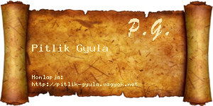 Pitlik Gyula névjegykártya