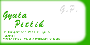 gyula pitlik business card